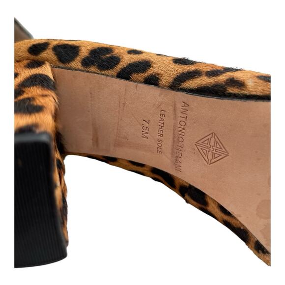 Antonio Melani Leopard Print Calf Hair Block Heel Women’s Sz 7.5 M Leather Sole - Picture 8 of 10